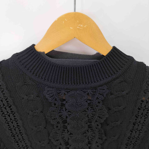 アナイ ANAYI ウール混 花柄刺繍 ケーブル編みニット レディース JPN:38