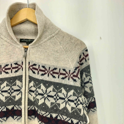 エディーバウアー Eddie Bauer ナイロン混 ノルディック柄 ショールカラー ウール ジップ カーディガン メンズ import:M