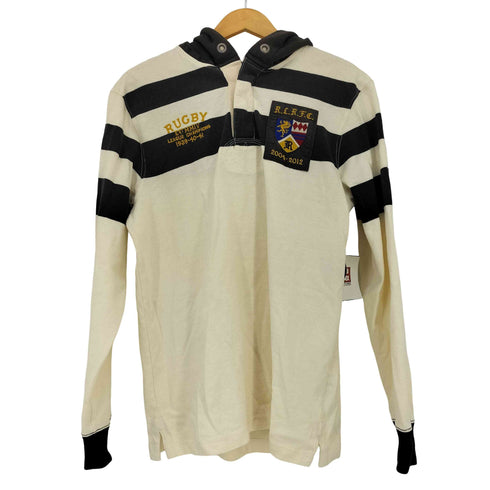 ラグビーラルフローレン Rugby Ralph Lauren VINTAGE SLIM FIT 両面刺繍 ナンバリング ボーダー ラガーシャツパーカー メンズ import:S
