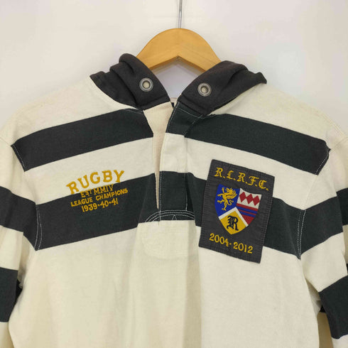 ラグビーラルフローレン Rugby Ralph Lauren VINTAGE SLIM FIT 両面刺繍 ナンバリング ボーダー ラガーシャツパーカー メンズ import:S