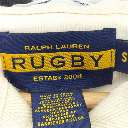 ラグビーラルフローレン Rugby Ralph Lauren VINTAGE SLIM FIT 両面刺繍 ナンバリング ボーダー ラガーシャツパーカー メンズ import:S