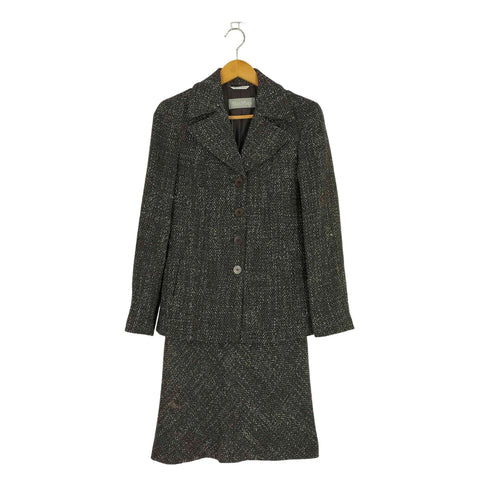 マックスマーラ MAX MARA 銀タグ イタリア製 ツィード ウールレーヨンポリ ジャケット スカート セットアップ レディース 40