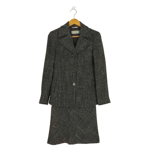マックスマーラ MAX MARA 銀タグ イタリア製 ツィード ウールレーヨンポリ ジャケット スカート セットアップ レディース 40
