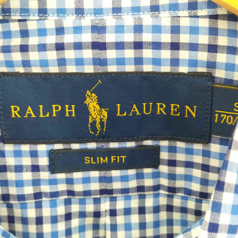 ラルフローレン RALPH LAUREN SLIM-FIT 現行タグ ポニー刺繍 ギンガムチェック ボタンダウンシャツ メンズ import:S