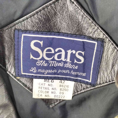 シアーズ Sears GENUINE LEATHER シングルライダースジャケット メンズ US:42