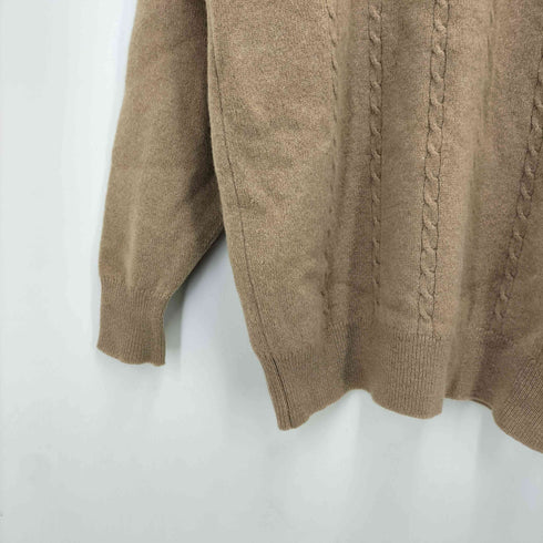 バーバリーズ BURBERRYS イングランド製 クレスト刺繍 ピュアラムウール ケーブル クルーネックニット レディース 40