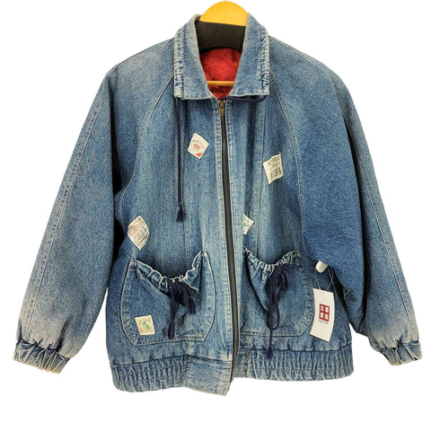 ワッペンデザイン ジップアップデニムジャケット メンズ