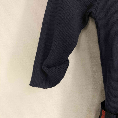 バーバリーブルーレーベル BURBERRY BLUE LABEL ロゴ刺繍 ニット切替 ドッキングワンピース レディース EUR:38