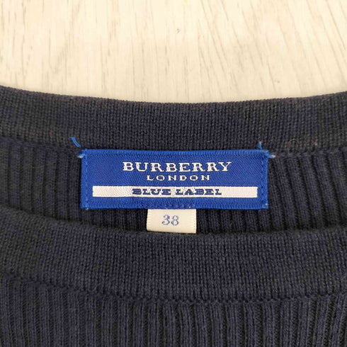 バーバリーブルーレーベル BURBERRY BLUE LABEL ロゴ刺繍 ニット切替 ドッキングワンピース レディース EUR:38