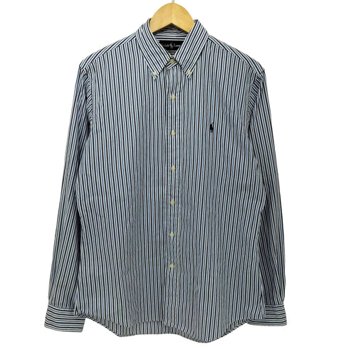 ラルフローレン RALPH LAUREN 90s CUSTOM FIT ポニー刺繍 マルチストライプ ボタンダウンシャツ メンズ import:M
