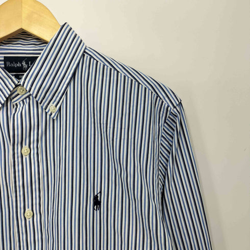 ラルフローレン RALPH LAUREN 90s CUSTOM FIT ポニー刺繍 マルチストライプ ボタンダウンシャツ メンズ import:M