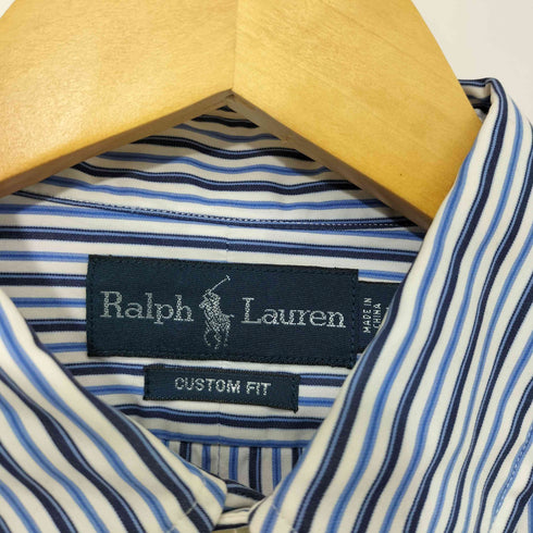 ラルフローレン RALPH LAUREN 90s CUSTOM FIT ポニー刺繍 マルチストライプ ボタンダウンシャツ メンズ import:M