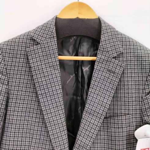 サルヴァトーレフェラガモ Salvatore Ferragamo イタリア製 ウールチェックテーラードジャケット メンズ