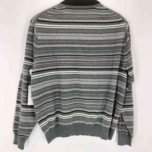 バーバリーロンドン BURBERRY LONDON ロゴ刺繍Vネックボーダーニット レディース import:M