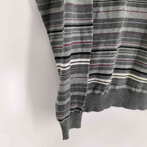 バーバリーロンドン BURBERRY LONDON ロゴ刺繍Vネックボーダーニット レディース import:M