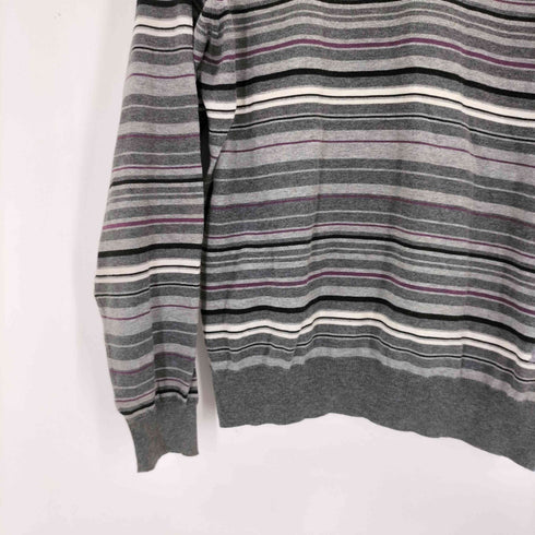 バーバリーロンドン BURBERRY LONDON ロゴ刺繍Vネックボーダーニット レディース import:M