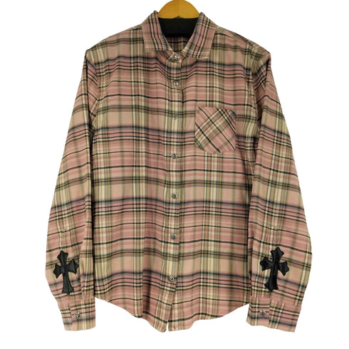 FOREVERCAN クロスデザイン L/S チェックシャツ レディース import:S