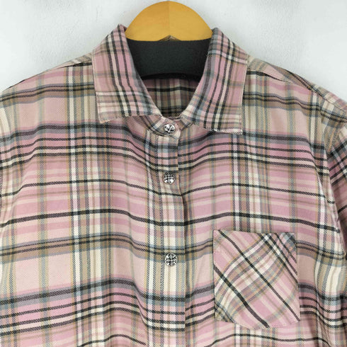 FOREVERCAN クロスデザイン L/S チェックシャツ レディース import:S