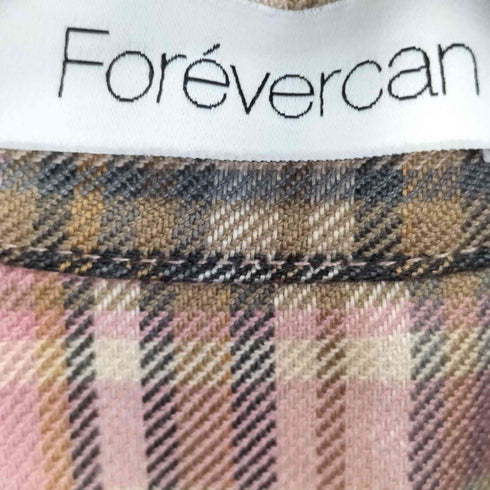 FOREVERCAN クロスデザイン L/S チェックシャツ レディース import:S