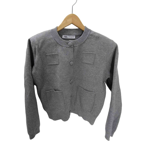 ザラ ZARA プレーンニットジャケット パデッドショルダー レディース import:M