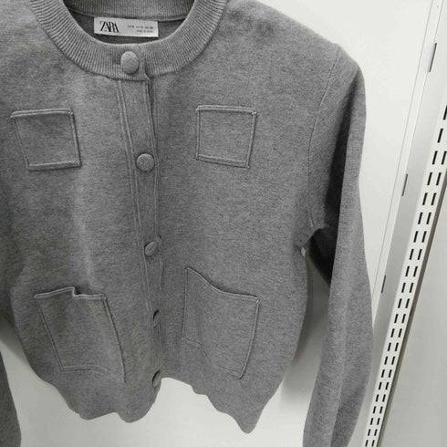 ザラ ZARA プレーンニットジャケット パデッドショルダー レディース import:M