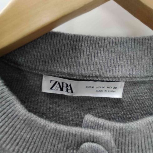 ザラ ZARA プレーンニットジャケット パデッドショルダー レディース import:M