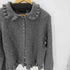 ザラ ZARA フリルトリム ニットカーディガン レディース import:L