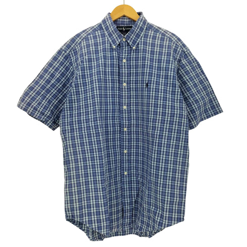 ラルフローレン RALPH LAUREN 90s BLAKE チェック ポニー刺繍 半袖ボタンダウンシャツ メンズ import:L