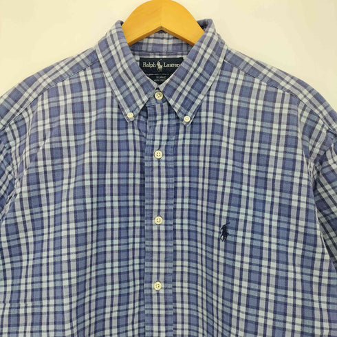 ラルフローレン RALPH LAUREN 90s BLAKE チェック ポニー刺繍 半袖ボタンダウンシャツ メンズ import:L