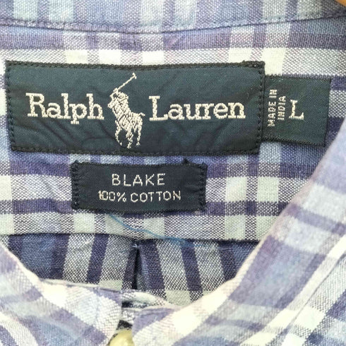 ラルフローレン RALPH LAUREN 90s BLAKE チェック ポニー刺繍 半袖ボタンダウンシャツ メンズ import:L