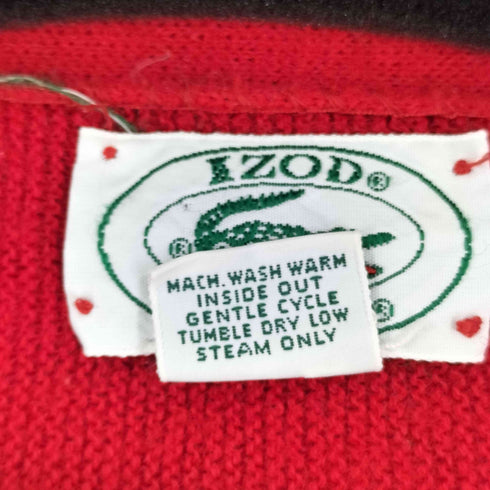 アイゾッドラコステ IZOD LACOSTE 80-90S MADE IN USA ワンポイントロゴ刺繍 アクリルカーディガン メンズ import:M