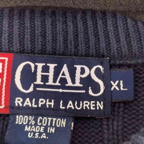 チャップスラルフローレン CHAPS RALPH LAUREN 90S MADE IN USA Vネックコットンニット メンズ import:XL