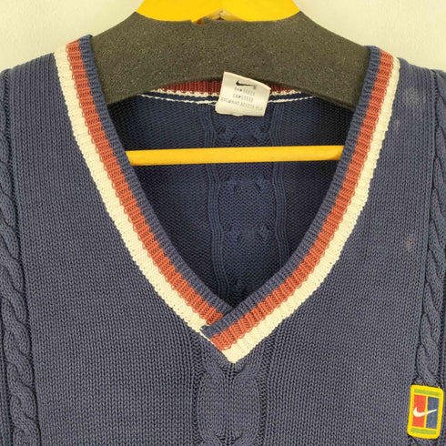 ナイキ NIKE 90-00S 白タグ ワンポイントロゴ刺繍 ニットベスト メンズ import:L