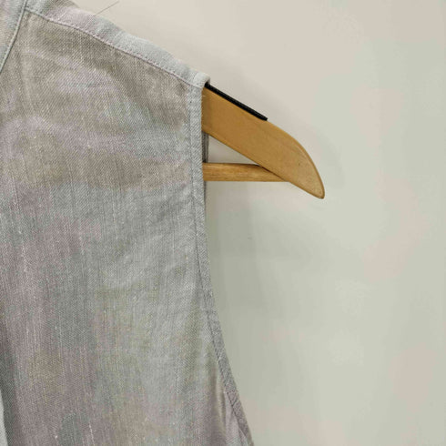 アニエスベー agnes b. PARIS grey linen bustier tula dress 麻 リネン 100% ノースリーブ プリーツ ピンタック ロング ワンピース レディース EUR:40