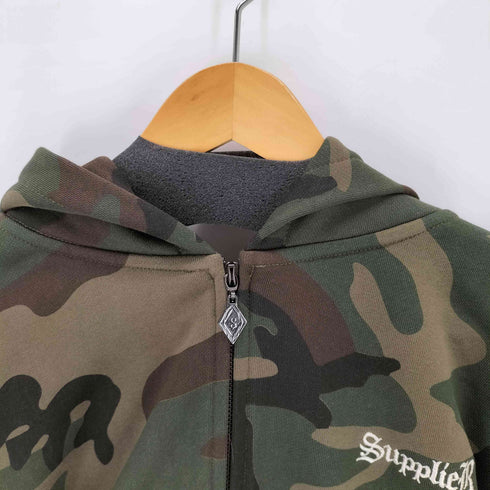 サプライヤー SUPPLIER Camouflage Cross Leather Patch Zip Hoodie メンズ JPN:M