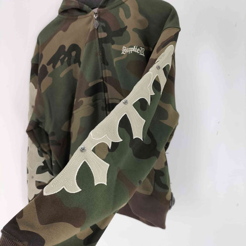 サプライヤー SUPPLIER Camouflage Cross Leather Patch Zip Hoodie メンズ JPN:M