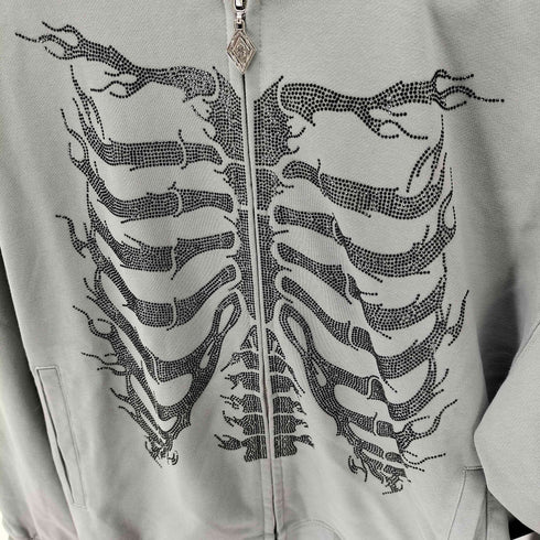 サプライヤー SUPPLIER Fire Skeleton Rhinestone Zip Hoodie メンズ JPN:M
