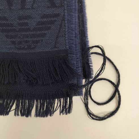 エンポリオアルマーニ EMPORIO ARMANI ロゴ刺繍 フリンジ ウールマフラー メンズ