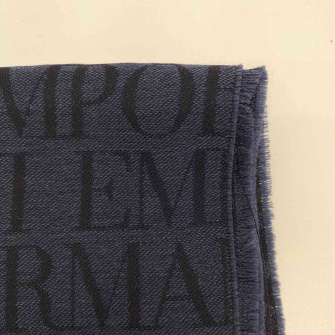 エンポリオアルマーニ EMPORIO ARMANI ロゴ刺繍 フリンジ ウールマフラー メンズ