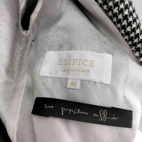 エディフィス EDIFICE 千鳥格子 シングルブレスト S/R サイドベンツ テーラード ジャケット メンズ JPN:46