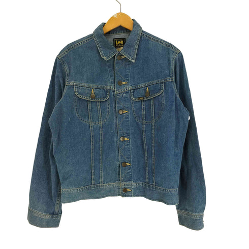 リー Lee 80S USA製 黒タグ RIDERS 猫目ボタン デニム トラッカー ジャケット メンズ import:L