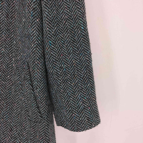 NINETEEN SEVENTY ファー付き ヘリンボーン ウッドボタン ウールコート レディース