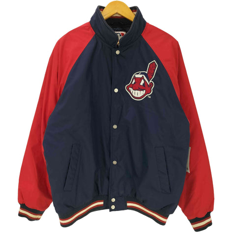 エムエルビー MLB ベースボール チーム ロゴ ワッペン 裏地キルティング ポリ スタジアム ジャケット スタジャン メンズ import:L