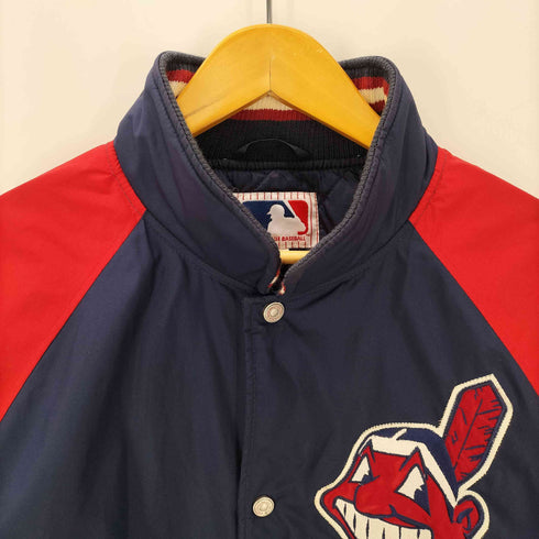 エムエルビー MLB ベースボール チーム ロゴ ワッペン 裏地キルティング ポリ スタジアム ジャケット スタジャン メンズ import:L