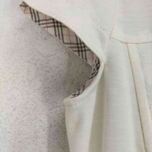 バーバリーブルーレーベル BURBERRY BLUE LABEL ホース刺繍 ノヴァチェックパイピング フレンチスリーブライダースワンピース レディース 38
