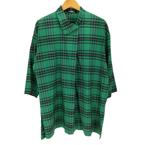 イッセイミヤケペルマネンテ ISSEY MIYAKE PERMANENTE 90-00S タータンチェック 変形 ロング シャツ レディース