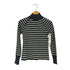 ラルフローレン RALPH LAUREN オープンネック モックネック ネコ目ボタン ボーダーニット レディース import:M