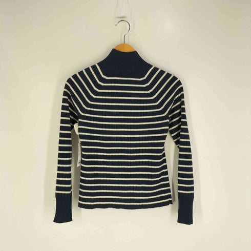 ラルフローレン RALPH LAUREN オープンネック モックネック ネコ目ボタン ボーダーニット レディース import:M