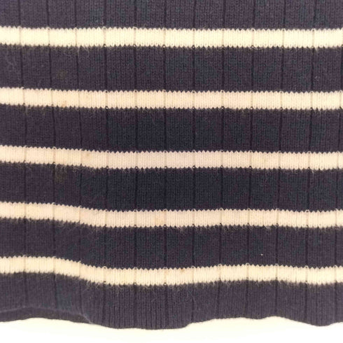 ラルフローレン RALPH LAUREN オープンネック モックネック ネコ目ボタン ボーダーニット レディース import:M