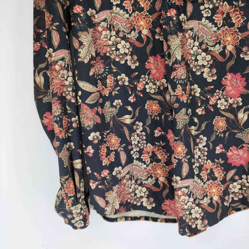 ザラ ZARA RELAXED FIT 花柄 ベロア L/S シャツ メンズ import:L
